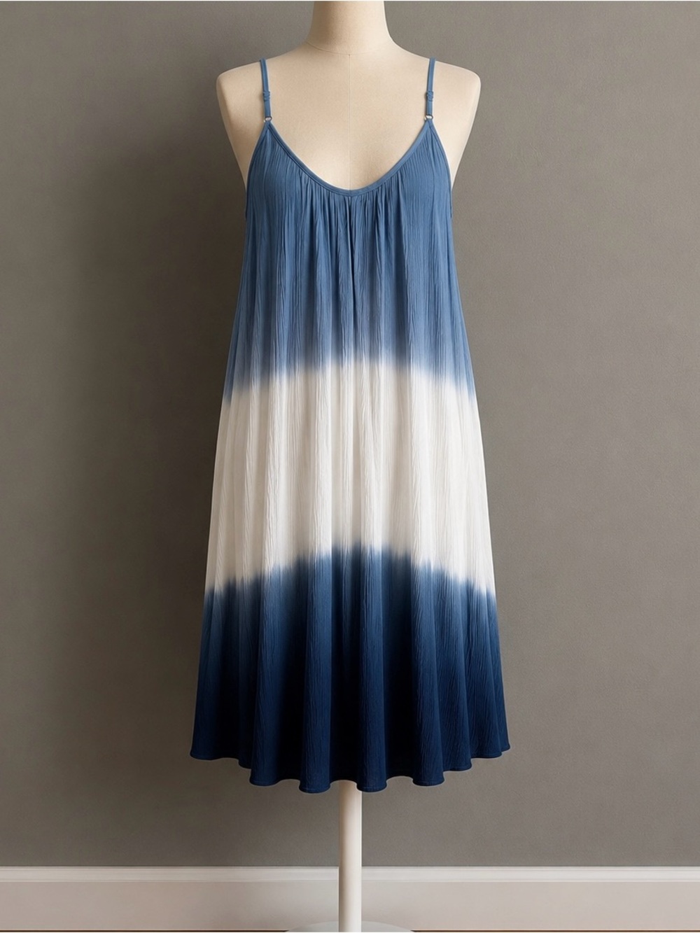 Knox Rose Slate Blue Crinkle V-Neck Slip Dress
